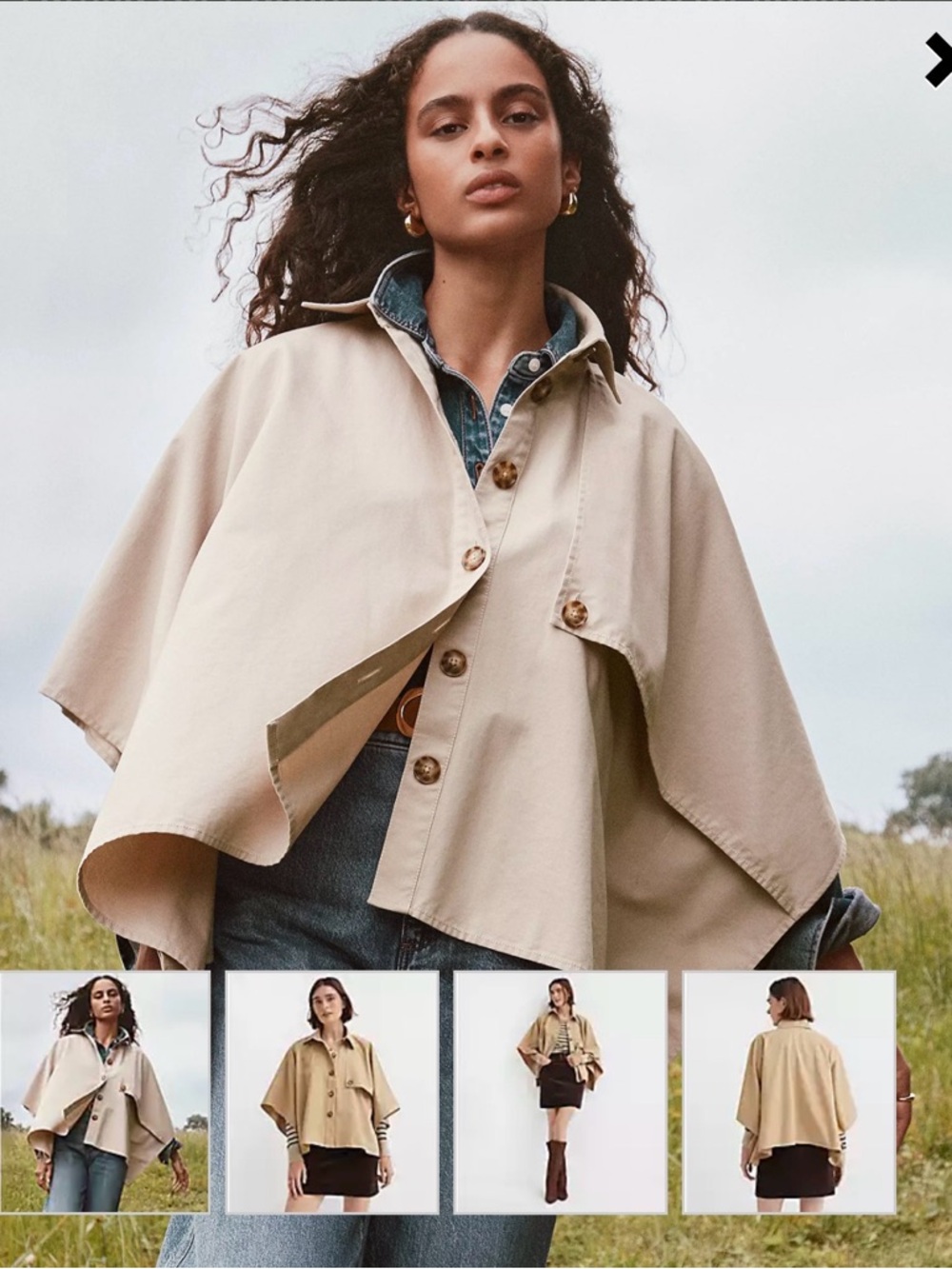 NWT LOFT Cape Style Trench Jacket XS Tan Minimalist Capsule Chic - Picture 2 of 7